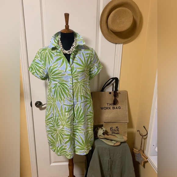 Sigrid Olsen Dresses & Skirts - Sigrid Olsen linen tropical Leaf Pattern Dress